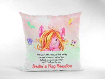 Pink Monster With Orange Hair Worry Cushion
