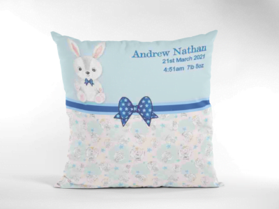 Baby Birth Cushion Cute Bunny Blue