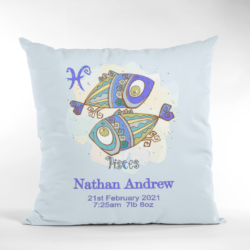 Baby Birth Cushion Pisces Without Border Blue
