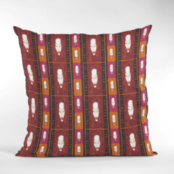African Woman Tribal Masks Ethnic Pattern Cushion-Maroon&Orange