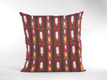 African Woman Tribal Masks Ethnic Pattern Cushion-Maroon&Orange