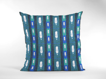African Woman Tribal Masks Ethnic Pattern Cushion-Blue